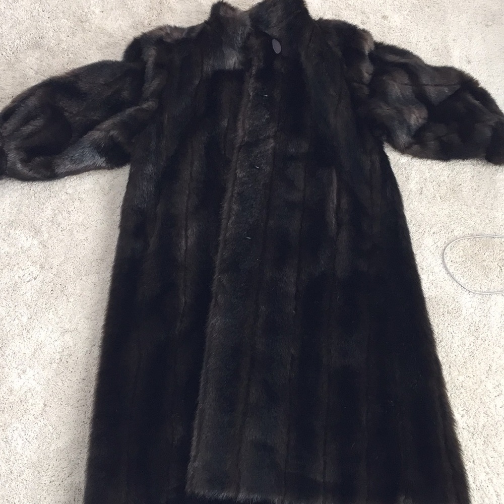 Faux fur full length coat